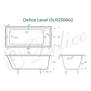 Ванна чугунная Delice Level DLR230602 170х75